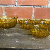 Salad bowl + 6 vintage amber orange moulded glass bowls from the 1970s.