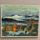 Original Swedish Oil on Panel – “Autumn Shore” by Harry Sahlin – Dated 1973