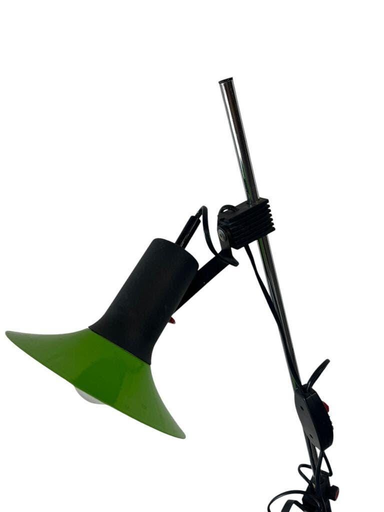 Vintage green fluorescent floor lamp with spots.