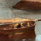 painting fixed under glass port of La Rochelle 19th century