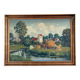 Vintage original large landscape oil painting, signed countryside art