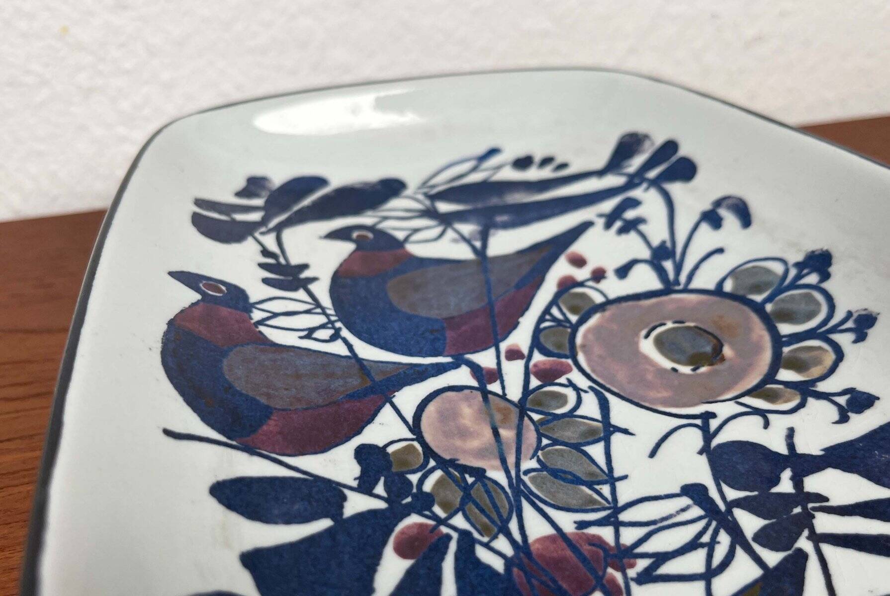 Mid-Century Modern Danish Porcelain Tenera Bowl with Bird Design by Kari Christensen for Aluminia Royal Copenhagen, 1960s