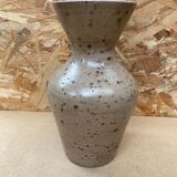 Antique etruscan vase ceramic beige speckled brown vintage
