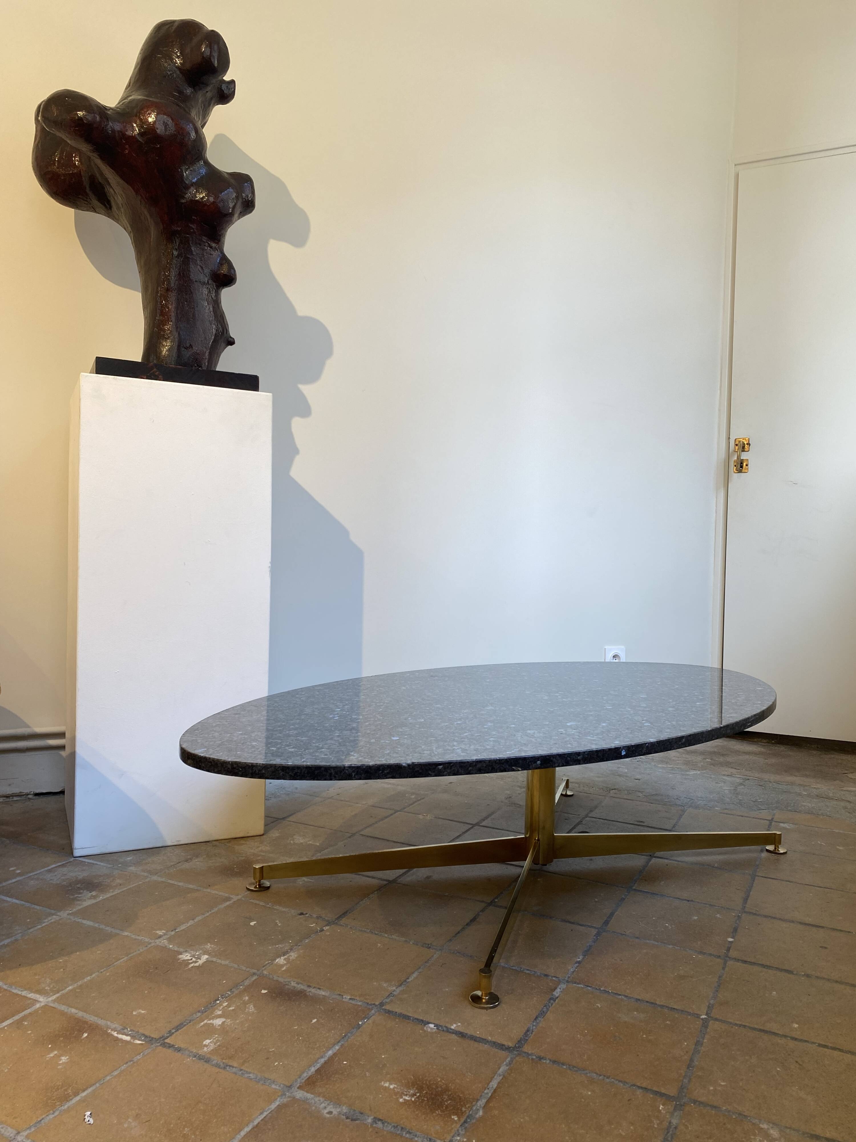 Michel Kin coffee table in blue and black granite, Arflex editions, 1960