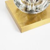 Heavy pair of ice glass sconces by Peill & Putzler, Germany 1970's