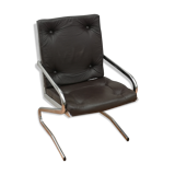 Fauteuil en cuir et chrome design italien année 70