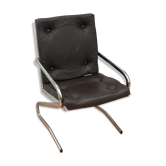 Leather armchair and chrome Italian design year 70