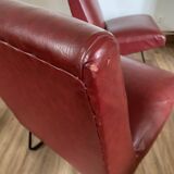 Pair of vintage burgundy red armchairs