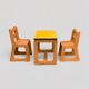 Children's wooden and formica desk and sled chairs 1970