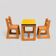 Children's wooden and formica desk and sled chairs 1970