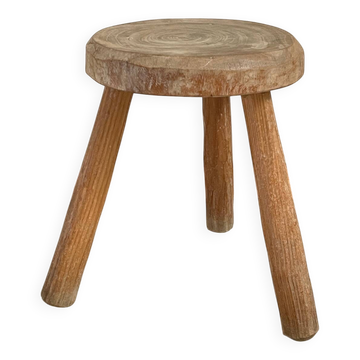 Tabouret tripode bois massif vintage