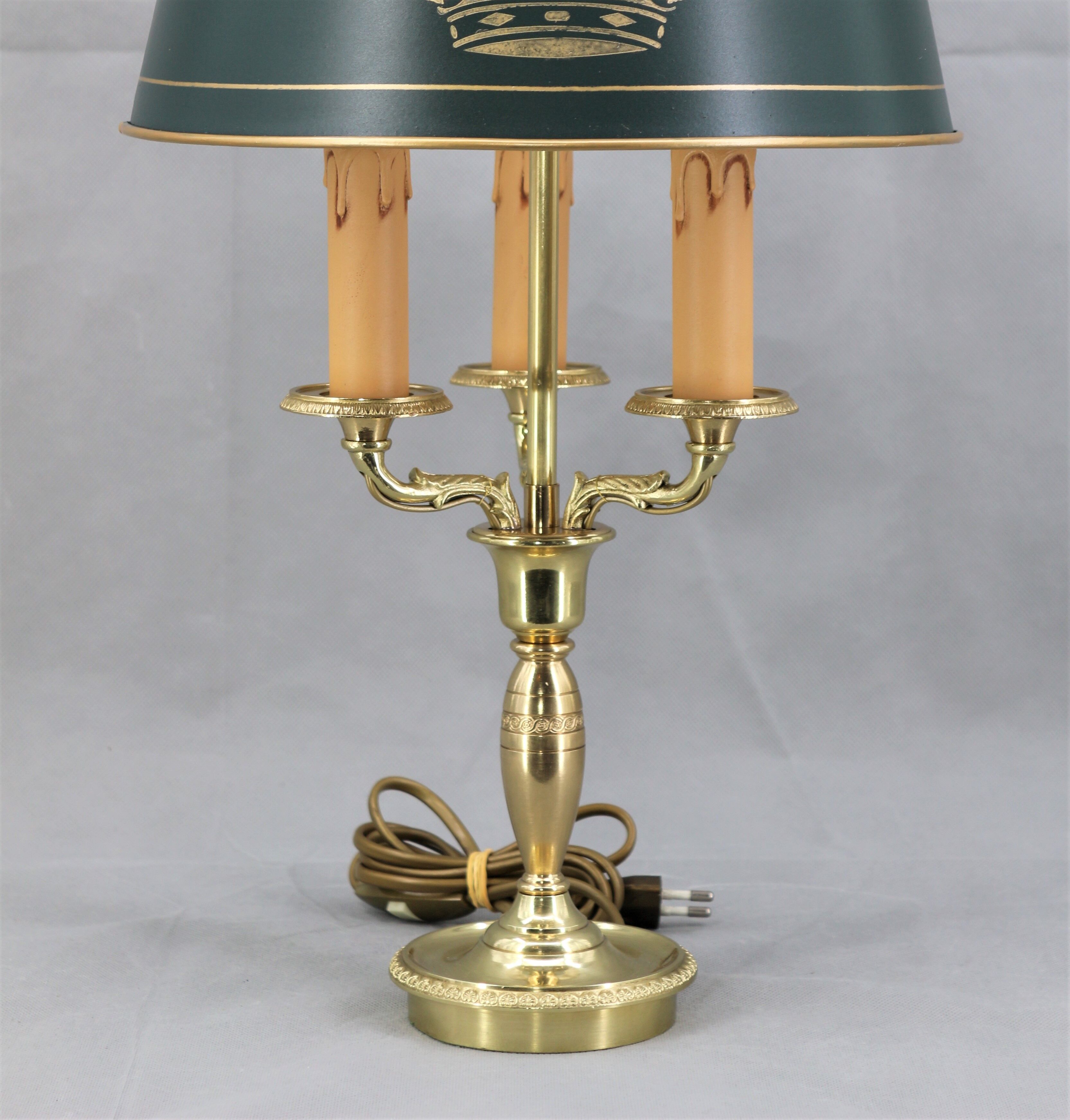 Empire style hot water bottle lamp in solid bronze three lights Lucien Gau