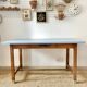 Antique farmhouse table with blue formica top