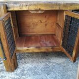 Oak and metal workbench