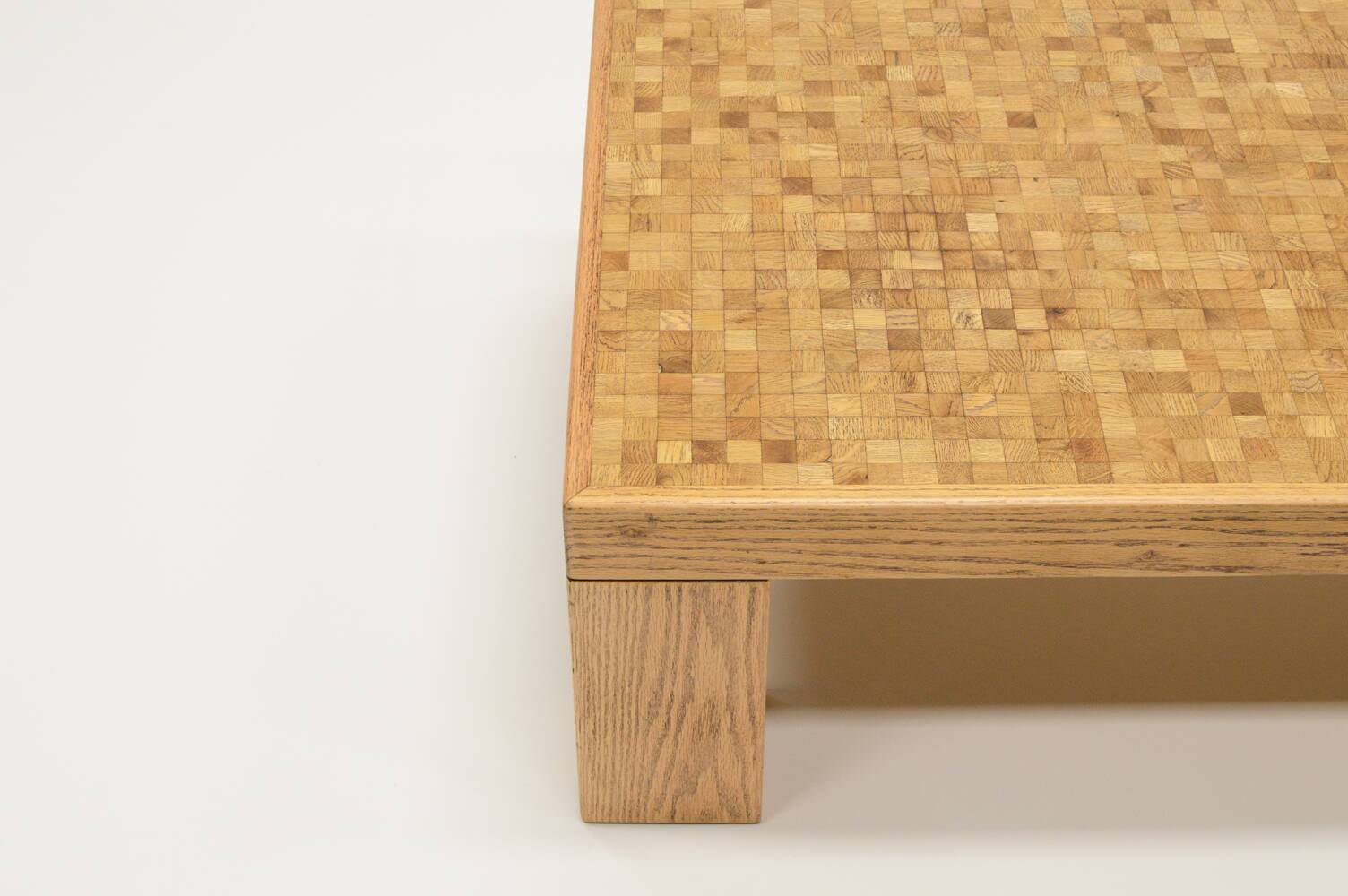 Rectangle oak mosaic coffee table from Rolf Middelboe & Gorm Lindum for Tranekaer, Denmark 70s.