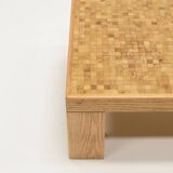Rectangle oak mosaic coffee table from Rolf Middelboe & Gorm Lindum for Tranekaer, Denmark 70s.