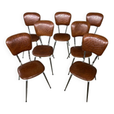 Set of 7 vintage Skaï crocro chairs from the 70s