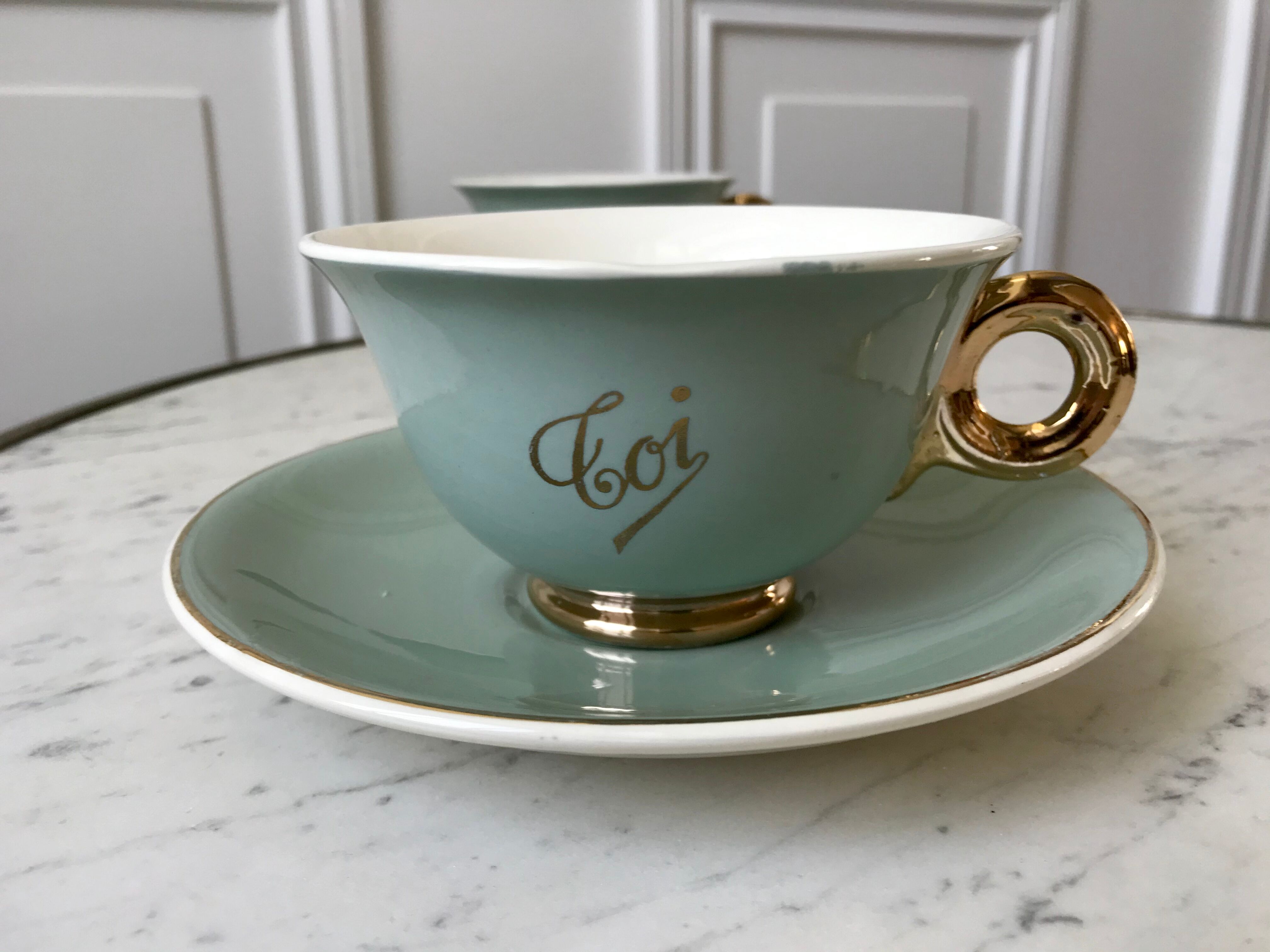 Lunch duo Digoin Sarreguemines Toi & Moi vert sage 50s