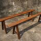 Paire de bancs de ferme en merisier 183 cm.