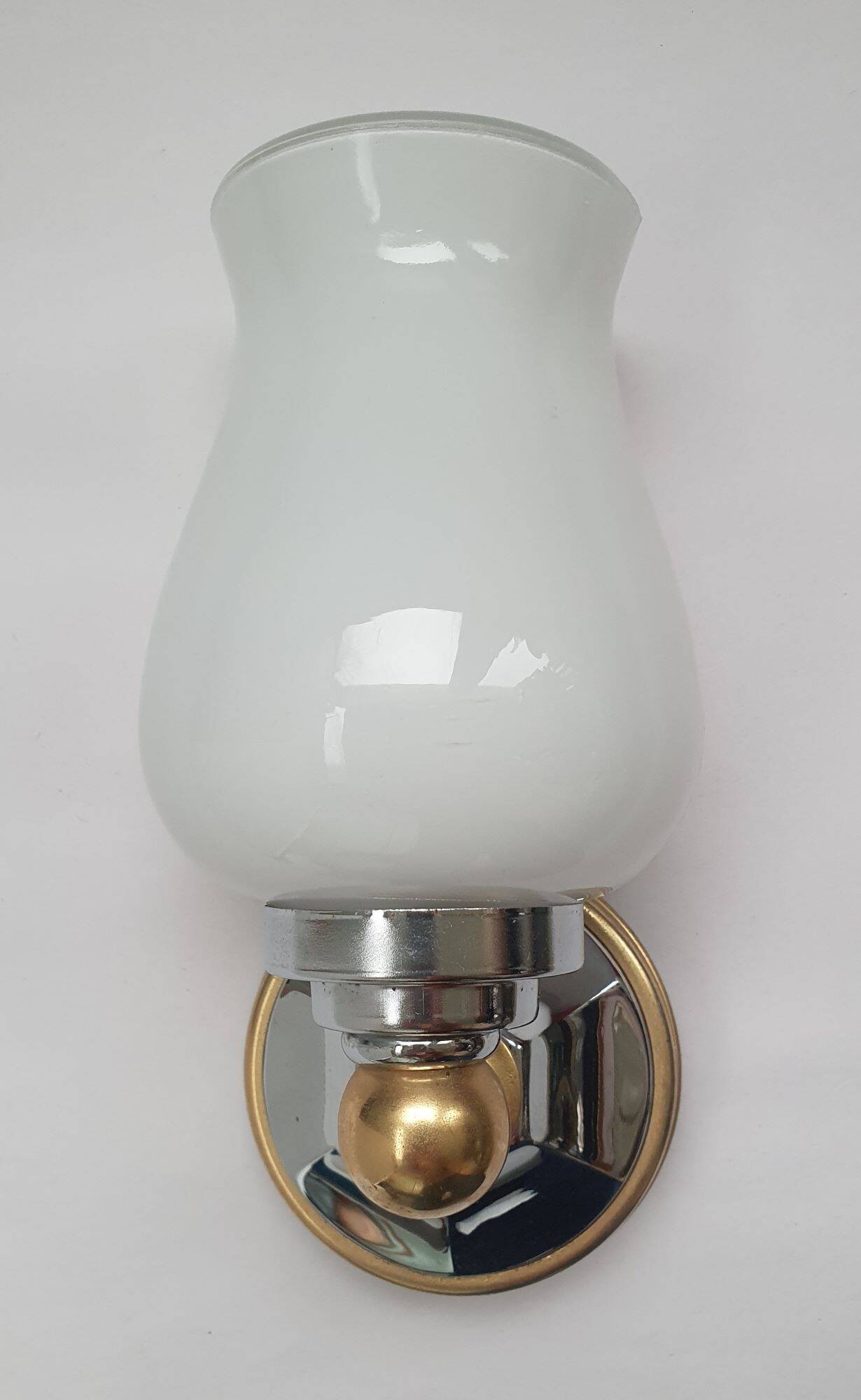 Pair of vintage bathroom gold and silver wall lights