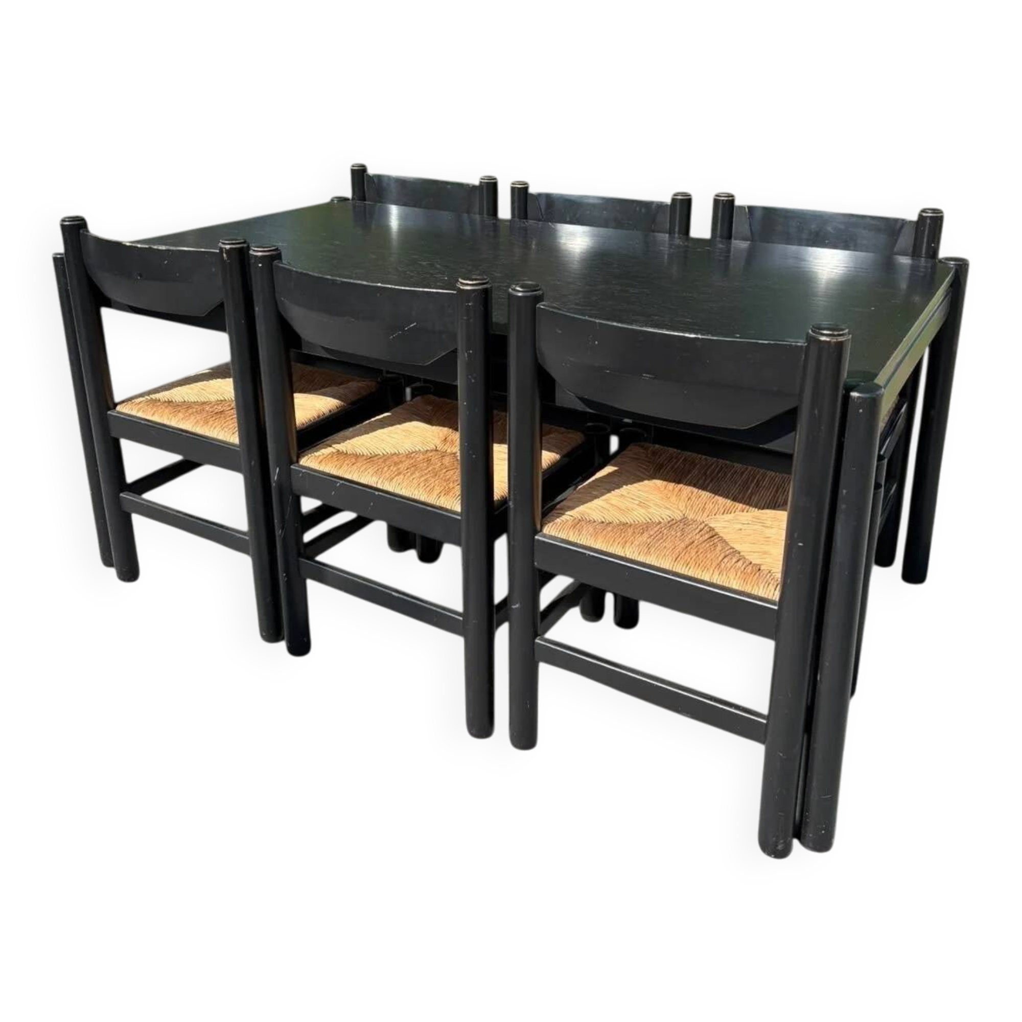 Table à manger avec 6 chaises de Vico Magistretti pour Cassina