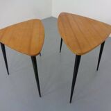 Mid-Century Triangular Birch Side Tables, 1960s, Set of 2