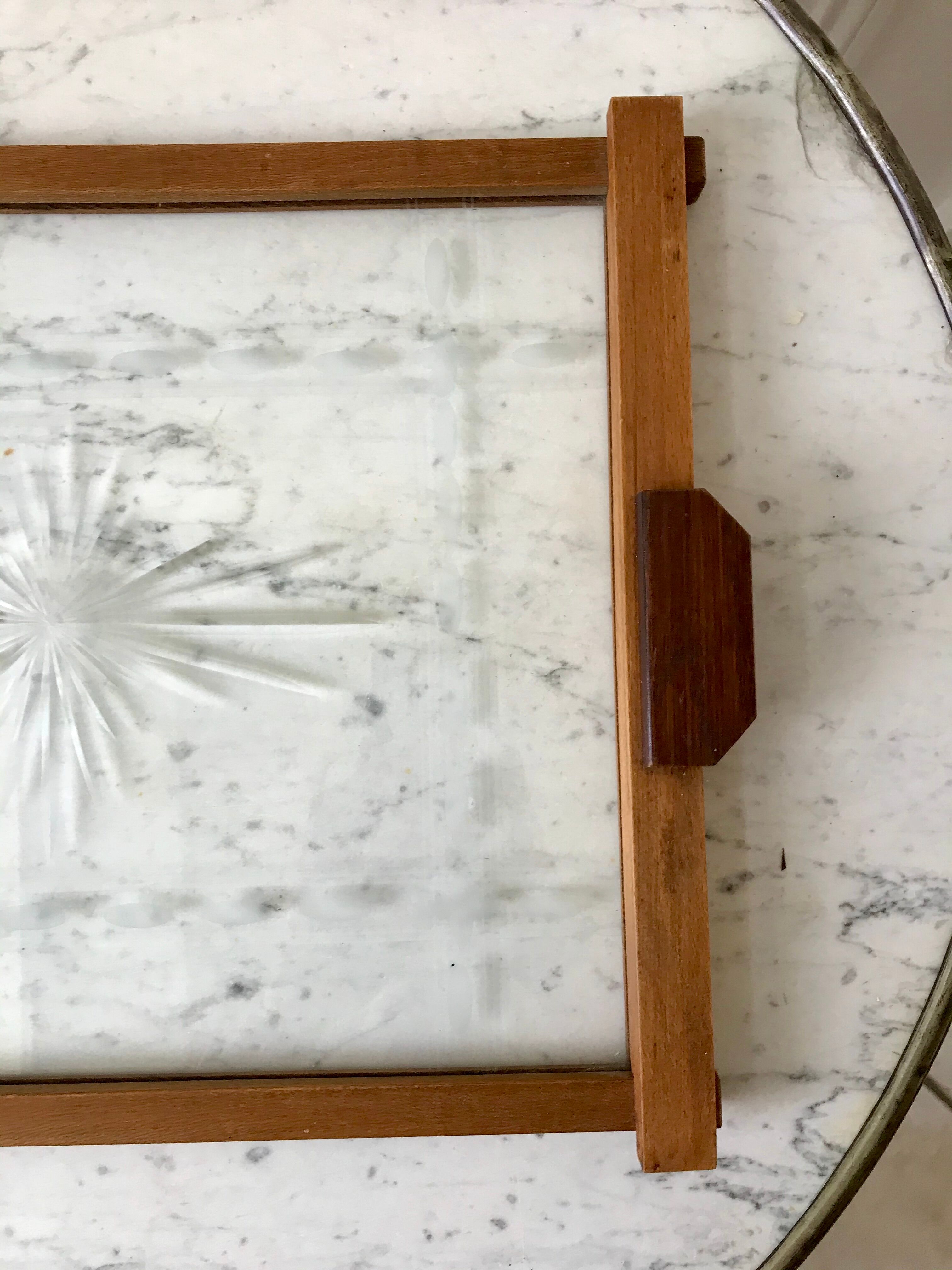 Wooden top and art deco glass 30s