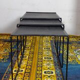 Vintage black metal trundle tables 1950