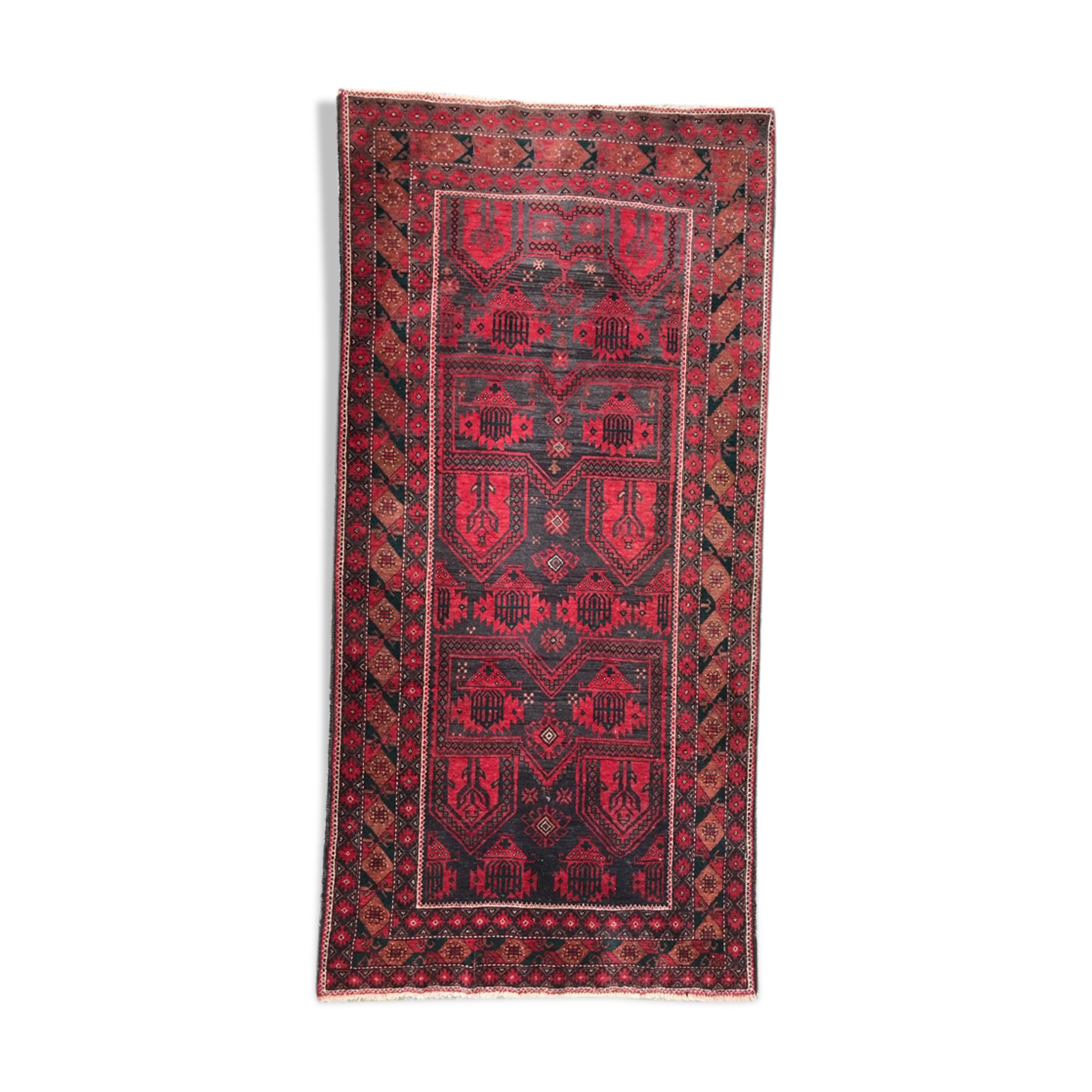 Afghan old rug Turkmen belutch handmade 110x220 cm