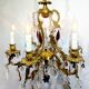 6-light bronze and crystal chandelier