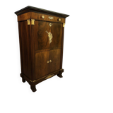 Rare Empire period mahogany secretary with four columns topped with bronze capitals.