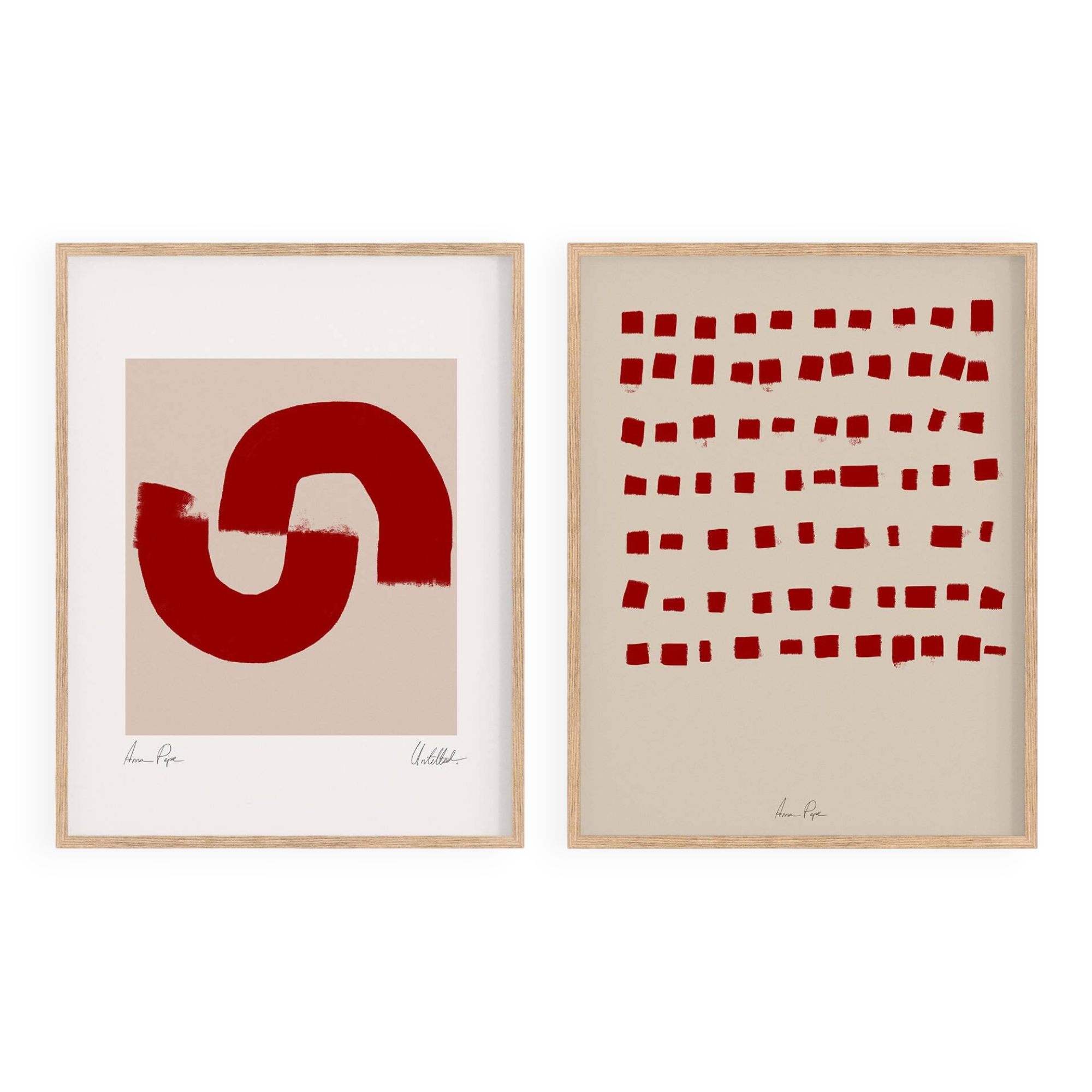 Pair of giclee prints, abstract wall art set of two, 50x70cm