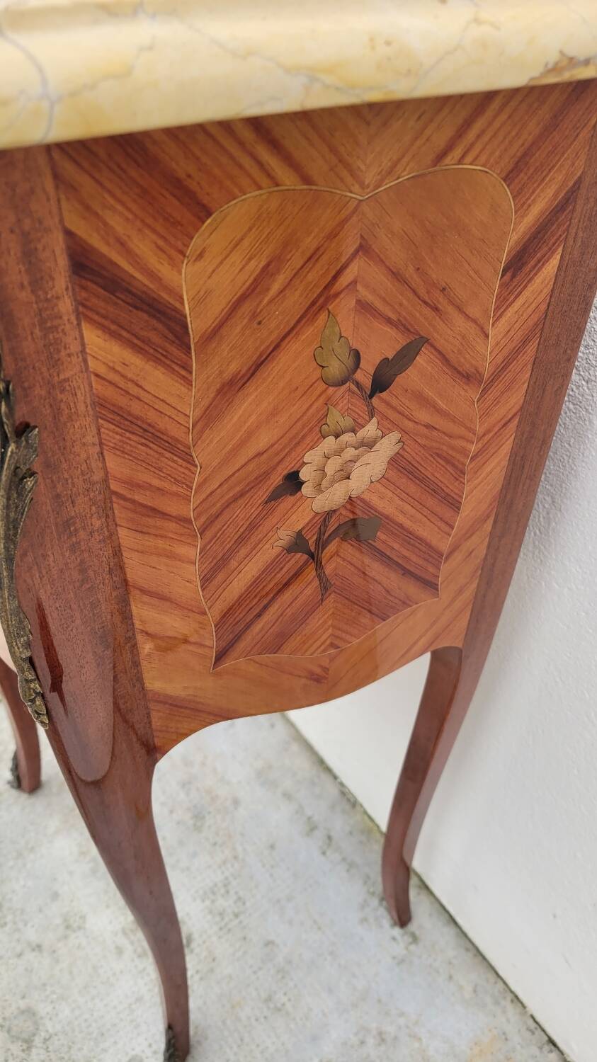 Louis xv style bedside table in rosewood marquetry