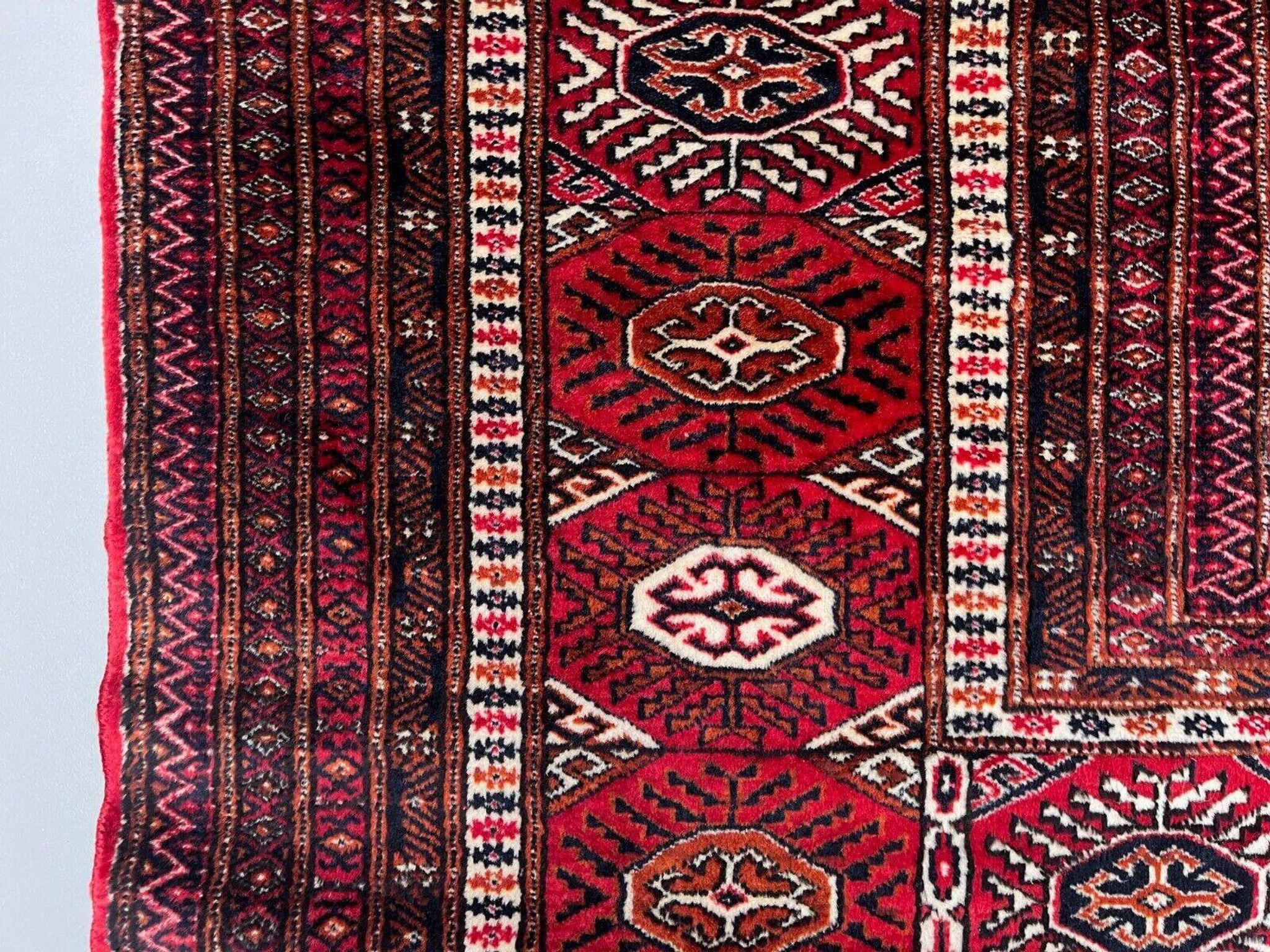 Antique Turkmen Tekke main carpet, 302x245 cm Turkoman Bokhara red black 2504
