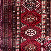 Antique Turkmen Tekke main carpet, 302x245 cm Turkoman Bokhara red black 2504