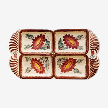 Vintage raw dish in the form of a tray with 4 compartments