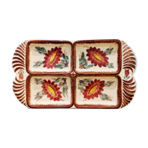Plat à crudités vintage en forme de plateau à 4 compartiments des années 70
