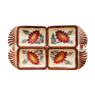 Vintage raw dish in the form of a tray with 4 compartments