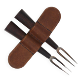 Carl Aubock Forks, Brass, Leather Holder, Corn Cob Skewers, Vienna, 1930s