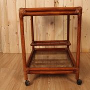 Desserte roulante en rotin et bambou vintage, Almos Italie