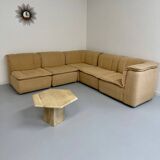 Modular sofa in beige fabric, 70s, 5 elements