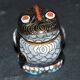 Frog statuette box in cloisonné enameled brass Lucky charm