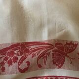 Large vintage red and white tablecloth