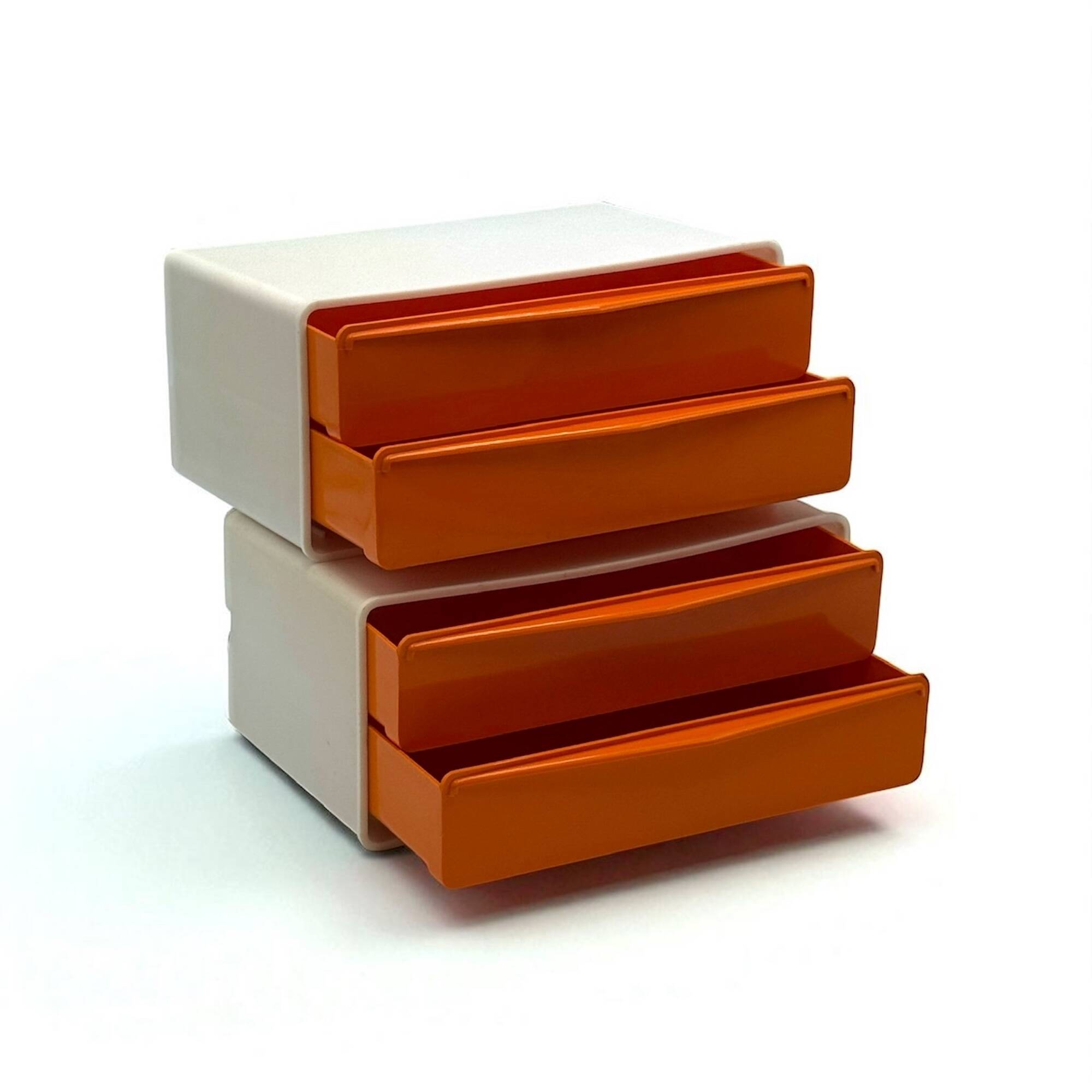 Tiroirs muraux modulaires orange vintage – Plastique des années 1970, style Space Age