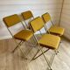 Set of 4 vintage Lafuma CHANTAZUR folding chairs from the 70s in mustard.
