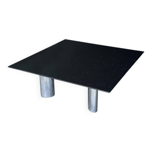 Table basse postmoderne en granit Star Galaxy et métal brossé par Draenert