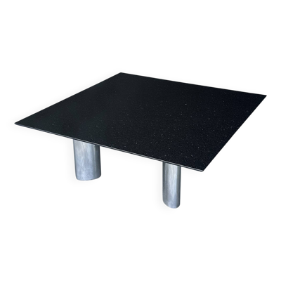 Table basse postmoderne en granit Star Galaxy et métal brossé par Draenert