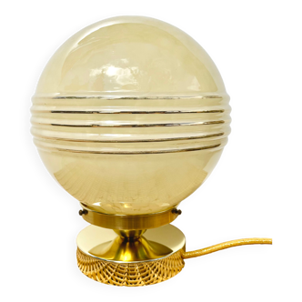 Lampe verre de Clichy jaune et doré