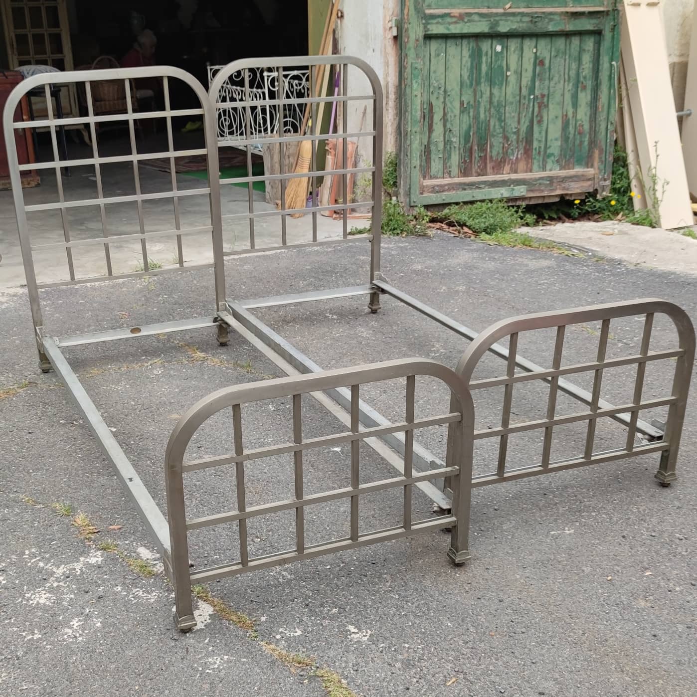 Pair of nickel-plated bronze beds circa 1920