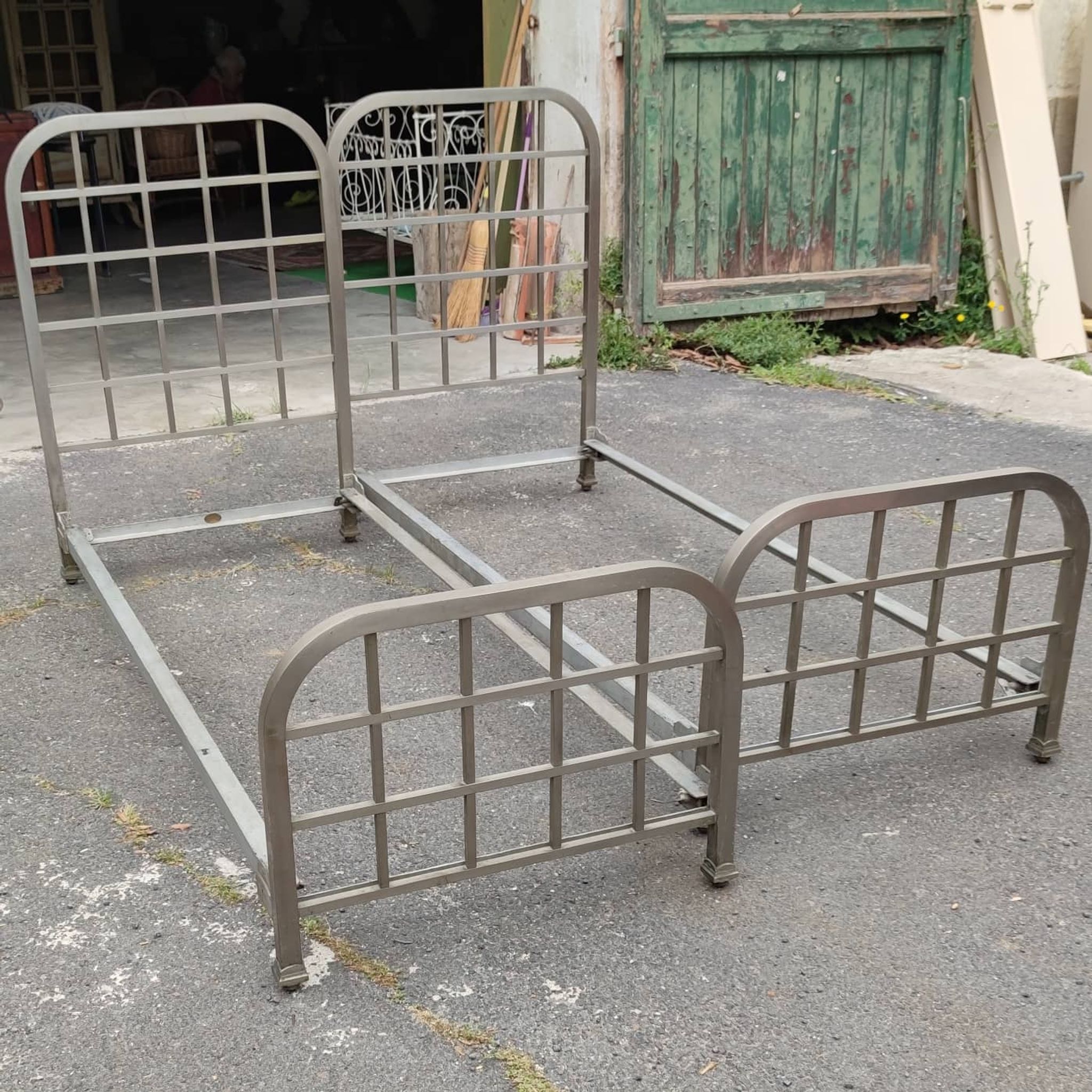 Pair of nickel-plated bronze beds circa 1920